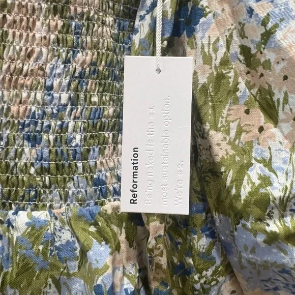 NWT‎ Reformation Greyson Linen Mini Dress Floral Hillside Mini Dress Size Small - Picture 8 of 13